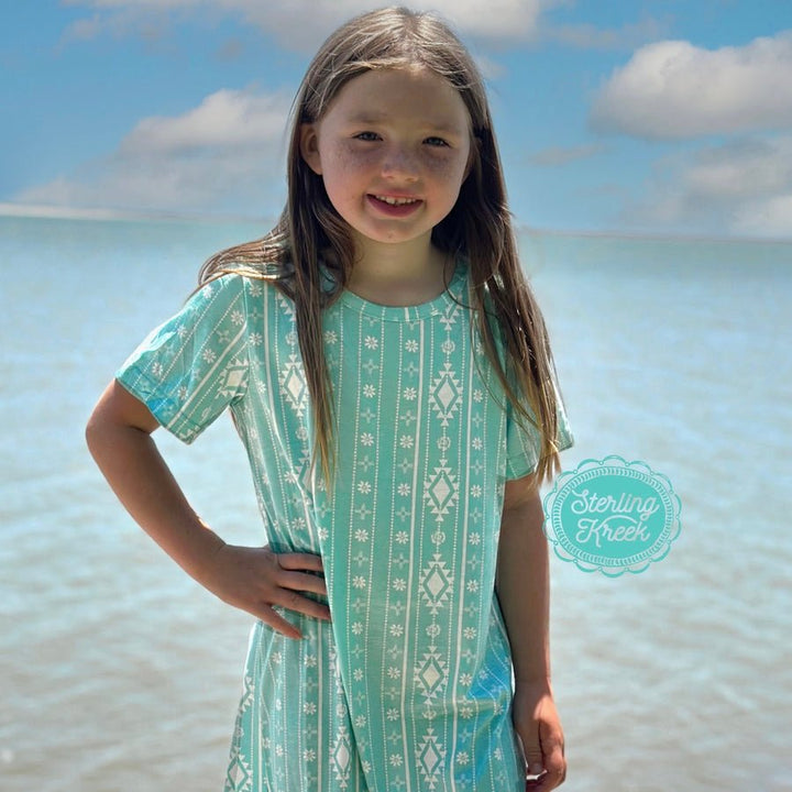 KIDS Walking In Turquoise Dress | gussieduponline