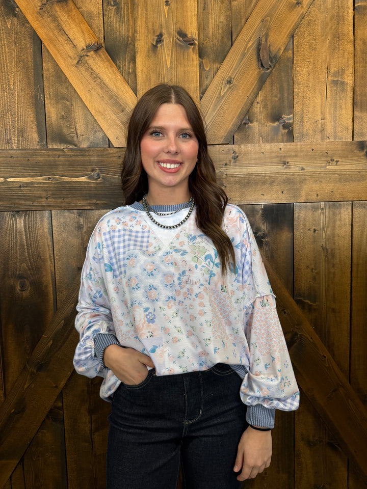 Haptics Crew Neck Drop Shoulder Floral Top- 2 Colors