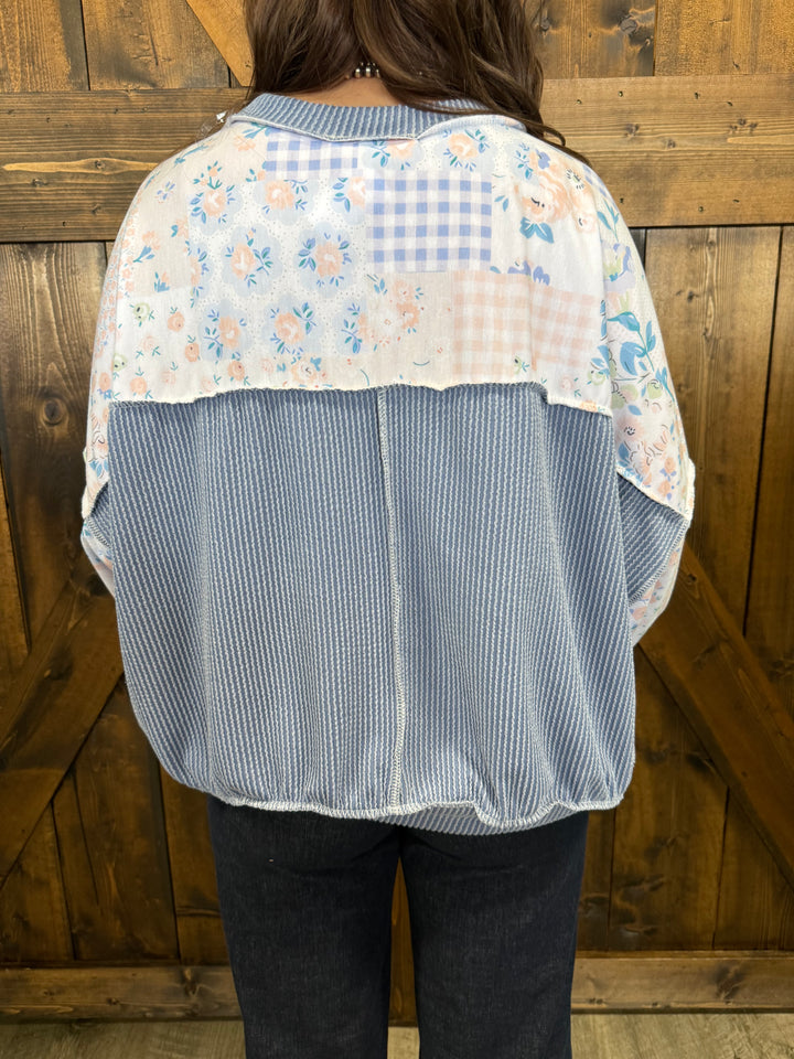 Haptics Crew Neck Drop Shoulder Floral Top- 2 Colors