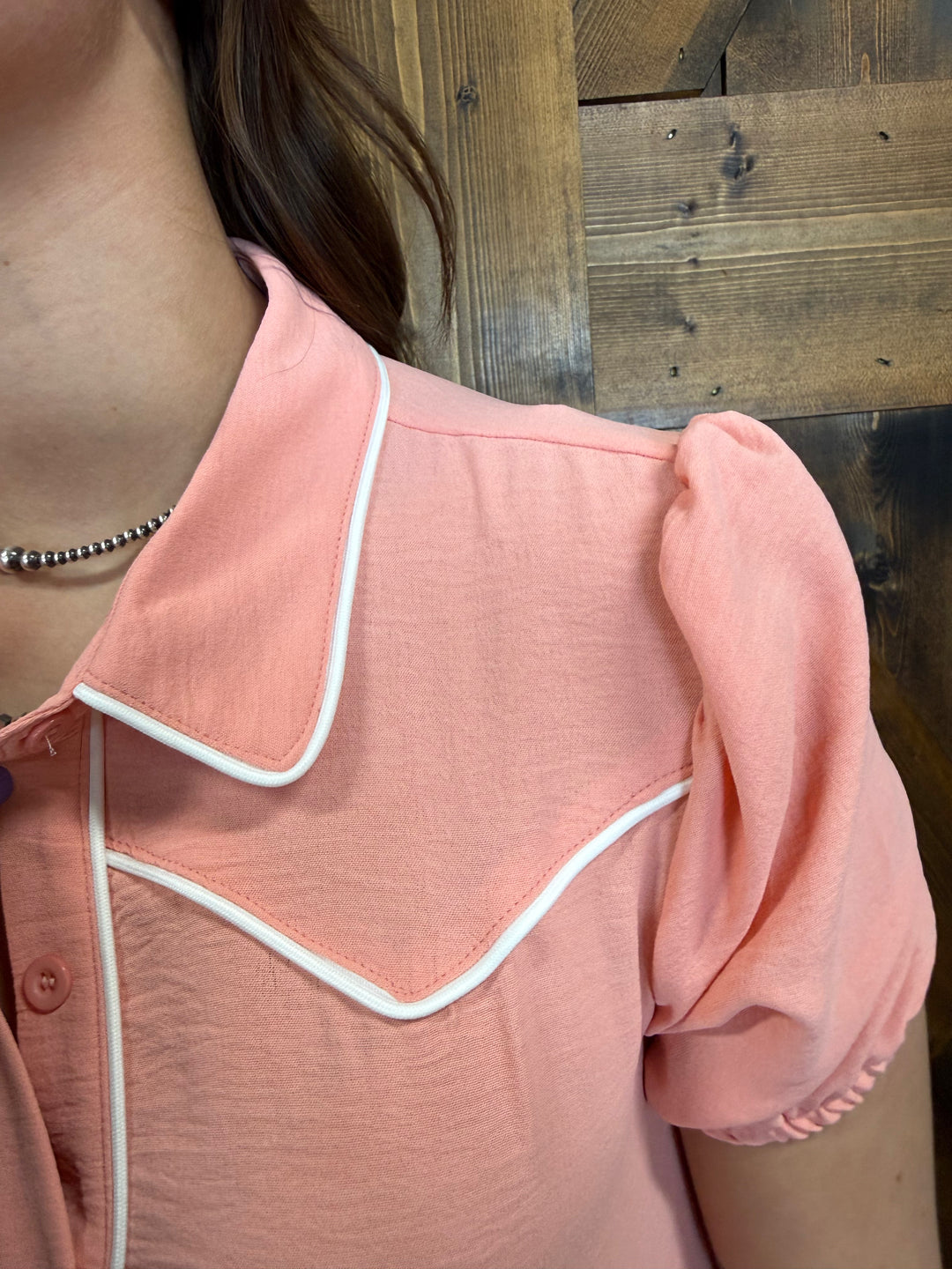 L&B Puff Sleeve Western Tier Piping Yoke Dress - 3 Colors