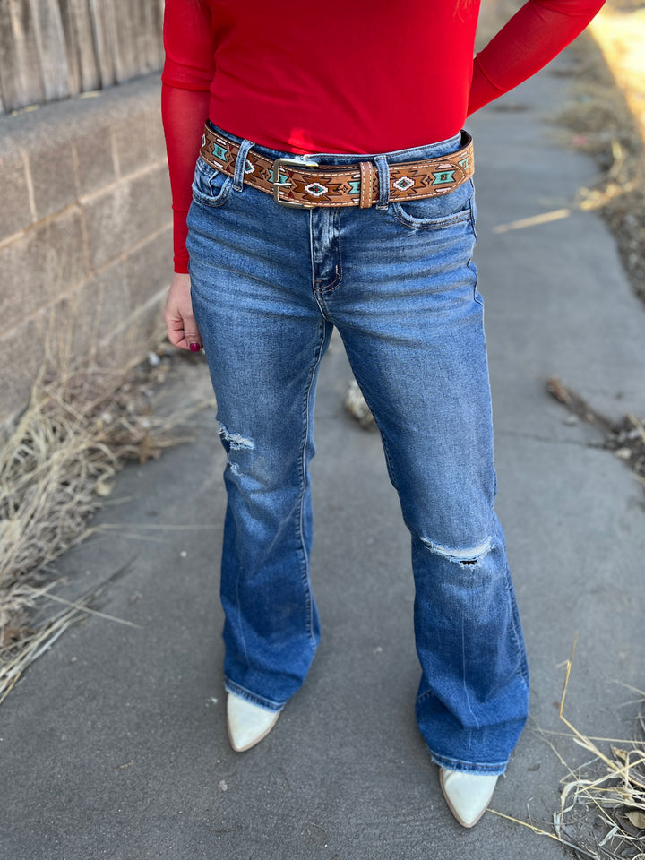 Olay Aztec Leather Belt