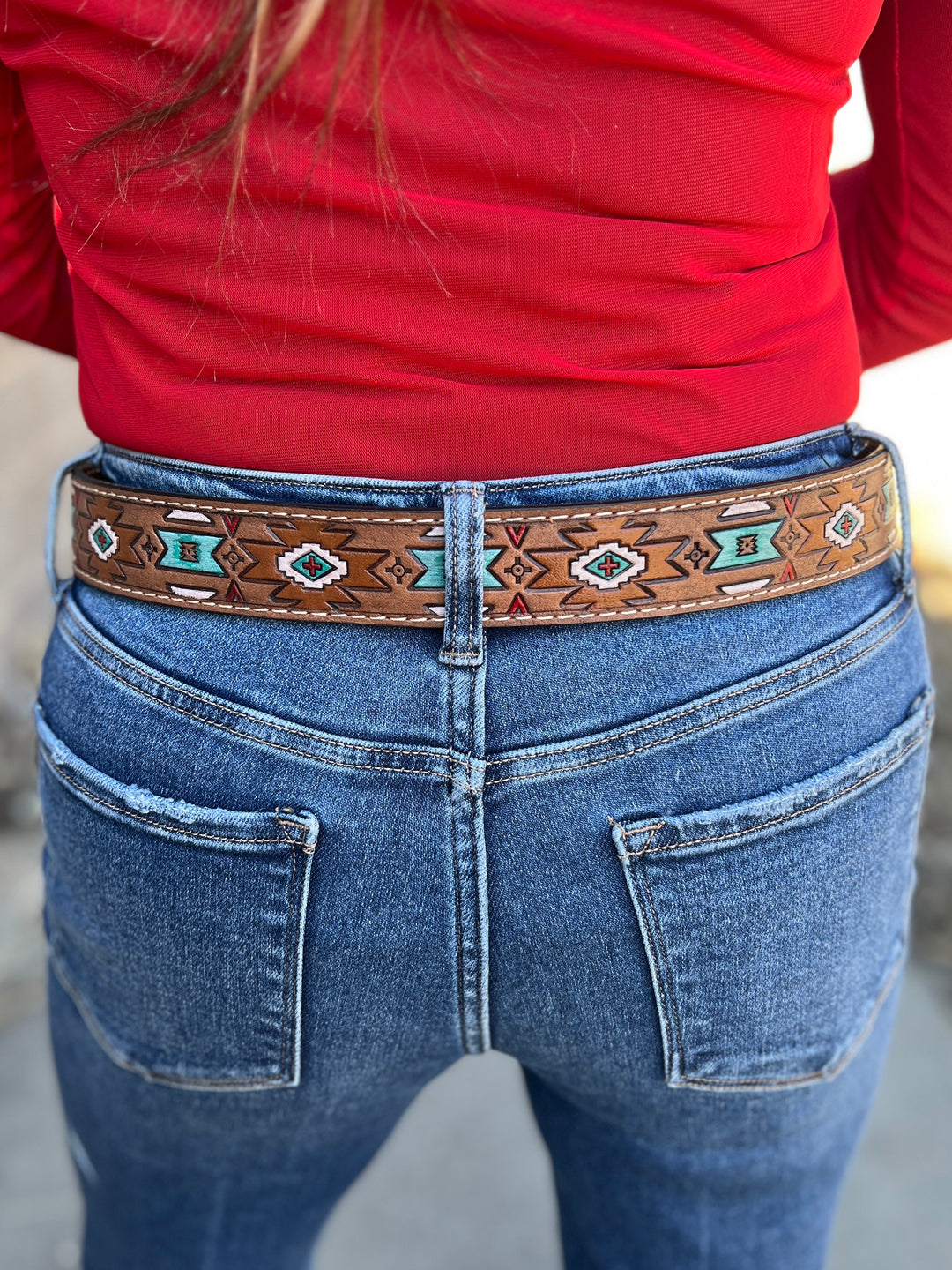 Olay Aztec Leather Belt