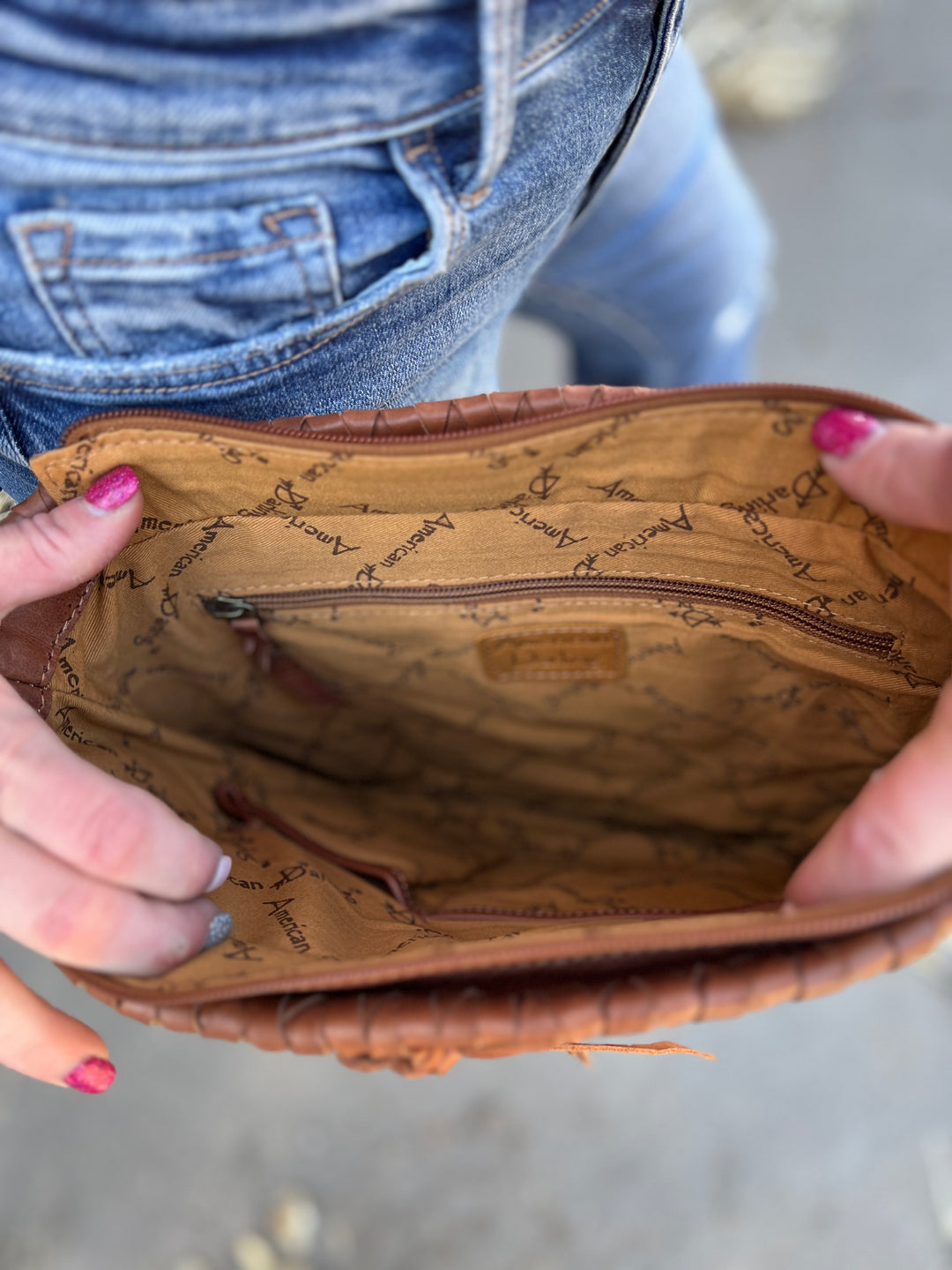 American Darling Raw Leather Hair On Hide Concho Bag