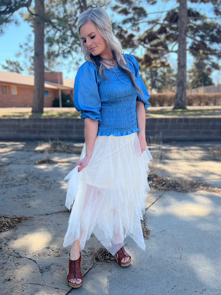 Origami Beige Tulle Skirt*