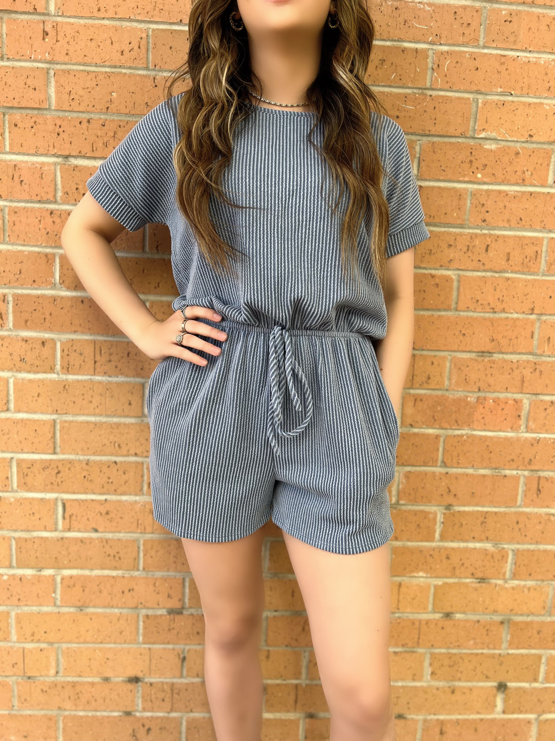 Vintage Denim Urban Ribbed Romper | gussieduponline