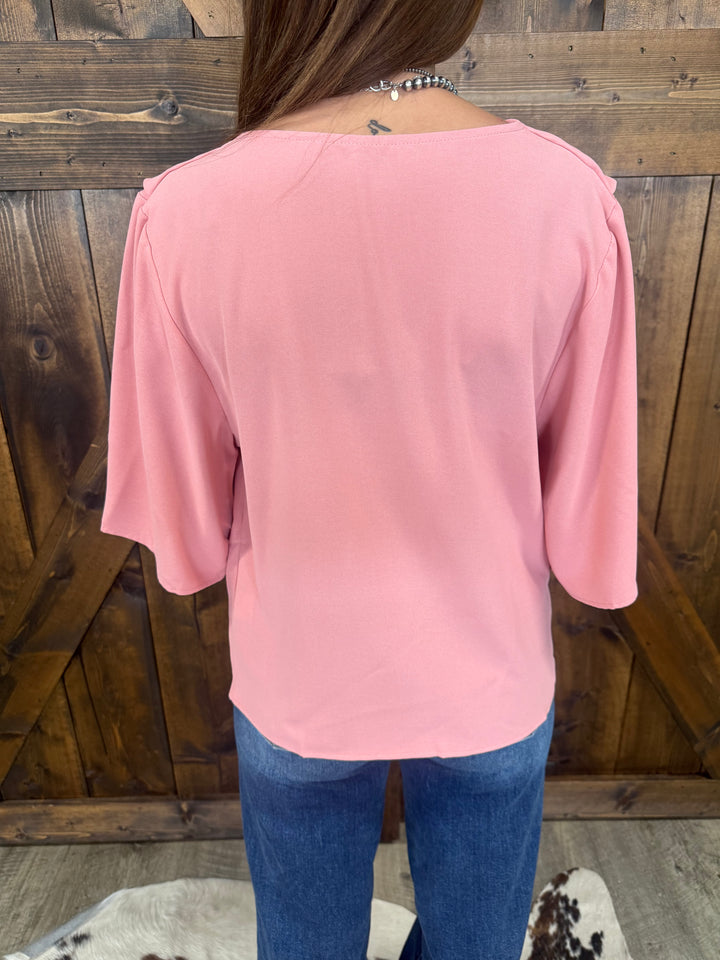 Summer Sleeve Wrap V-Neck Draped Blouse - 2 Colors