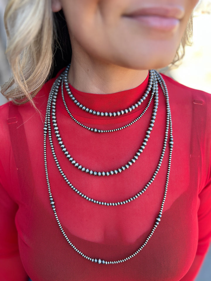 Genuine Sterling Silver Navajo Beaded Necklaces - Various Sizes