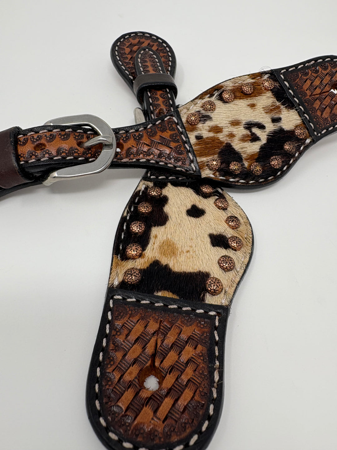 KIDS Rafter T Ranch Peppered Hair On Hide Spur Straps