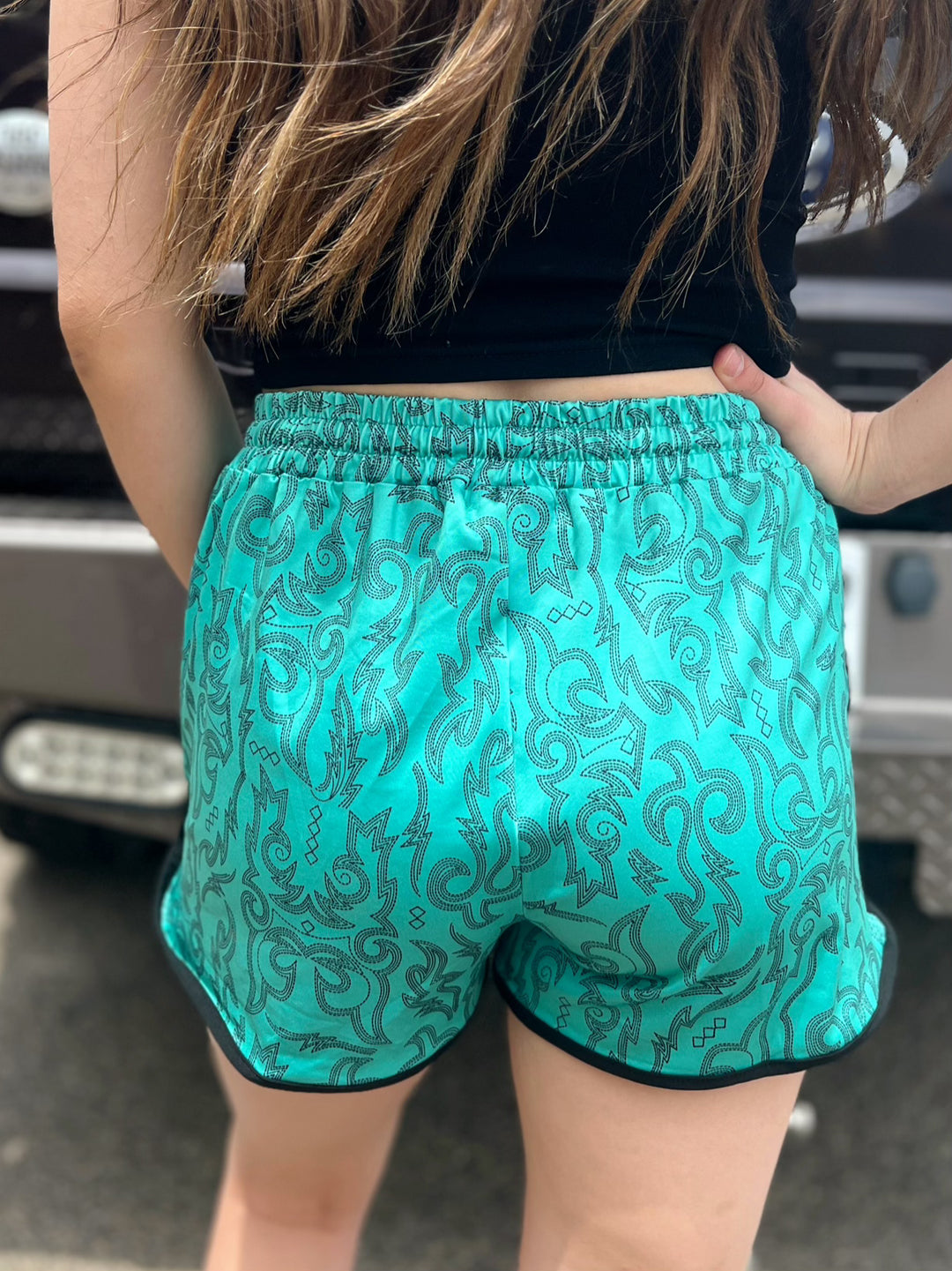Sterling Kreek Raised Round Here Turquoise Shorts | gussieduponline