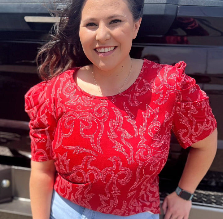 PLUS Sterling Kreek Stitched Out Top | gussieduponline