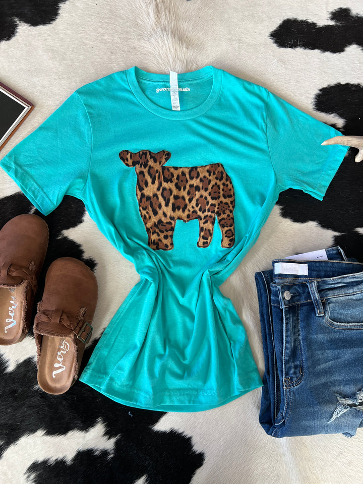 Sweet Texas Turquoise Big Cat Steer Tee*