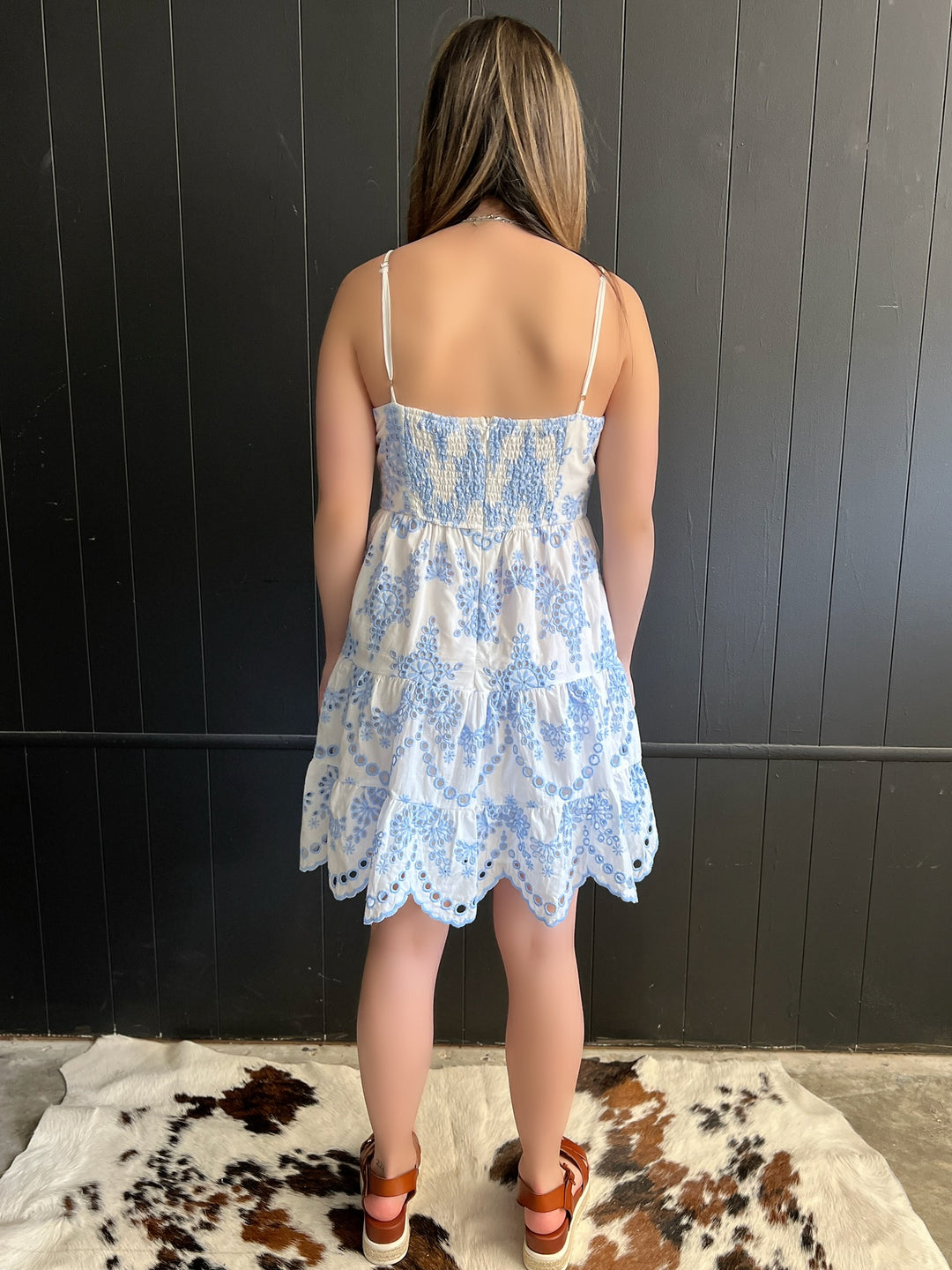 Baby Blue Eyelet Mini Dress*