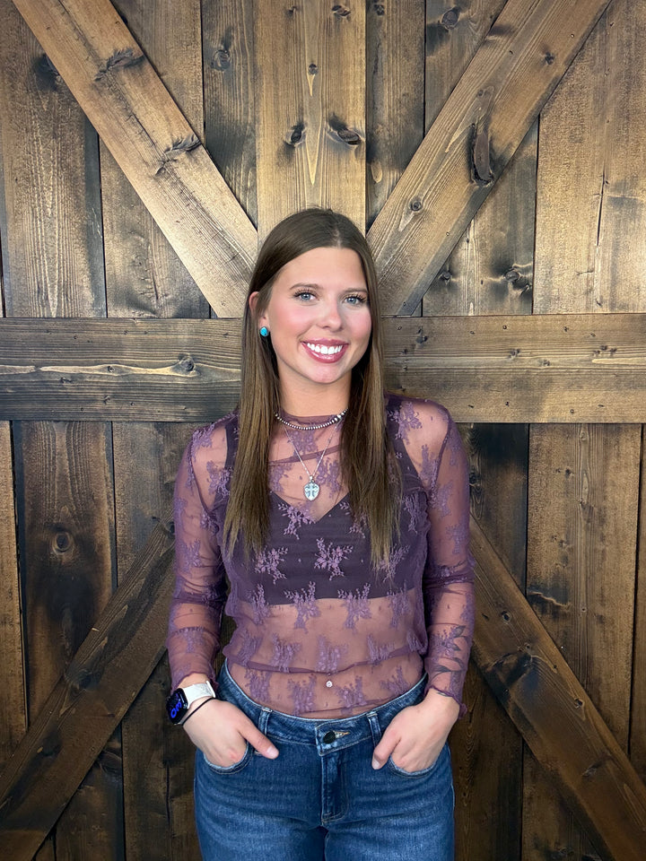 L& B Lace Long Sleeve Stretch Top- 11 Colors