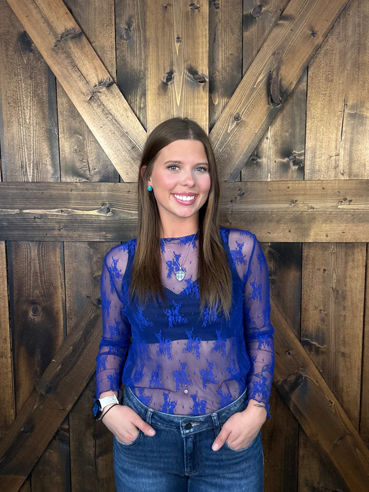 L& B Lace Long Sleeve Stretch Top- 11 Colors