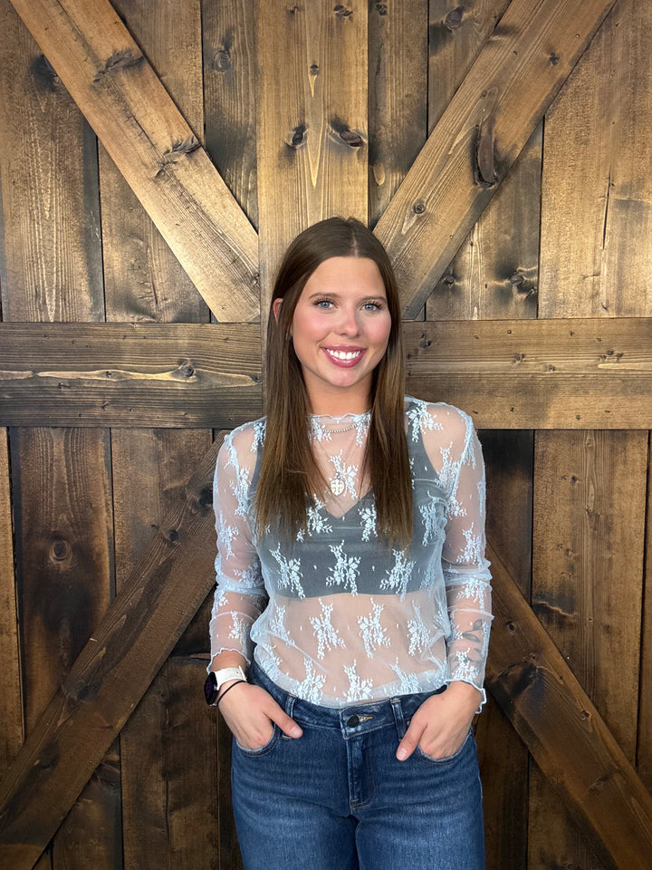 L& B Lace Long Sleeve Stretch Top- 11 Colors
