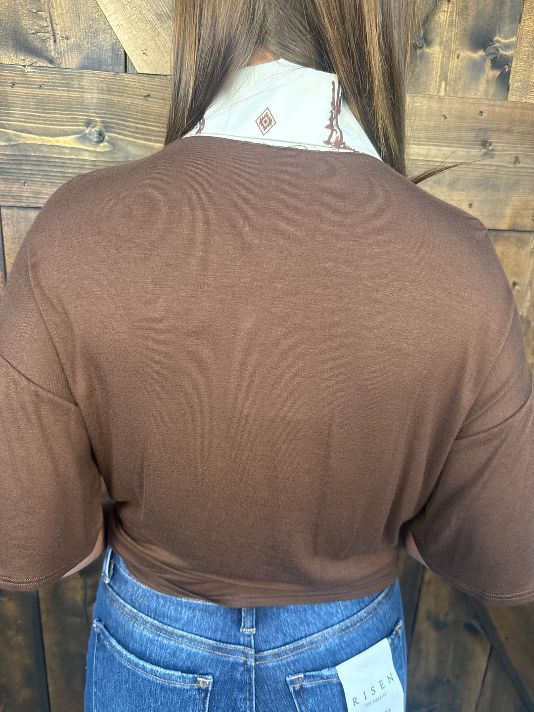 Khaki Twilly Scarf Woven Brown Top
