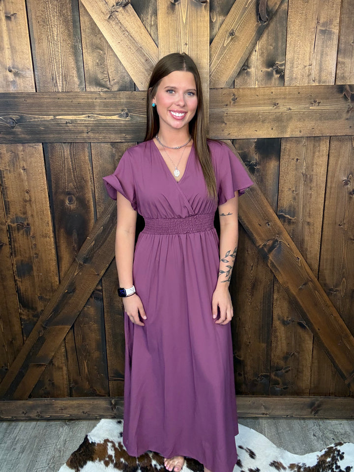 Leisure V Neck Long Empire Waist Dress - 3 Colors