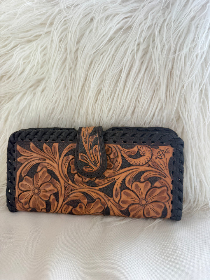 American Darling Floral Leather Braided Wallet