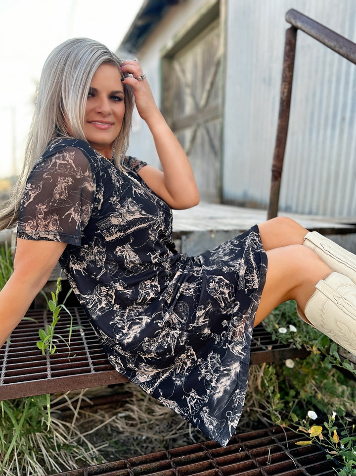 Sterling Kreek Rodeo Road Mesh Dress | gussieduponline