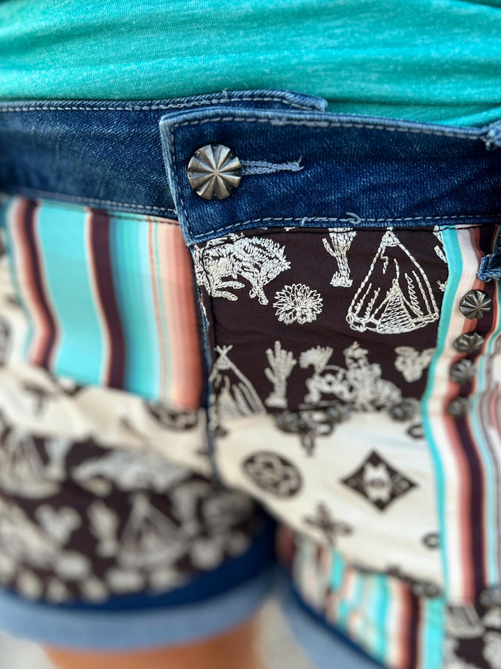 Sterling Kreek Patched Up Western Shorts | gussieduponline