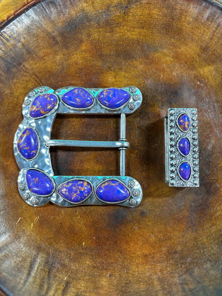 Sterling Kreek Purple Stone Buckle Up Belt Buckle