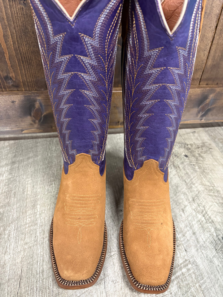 Tanner Mark Women's Camel Boots w/ Purple Tops
