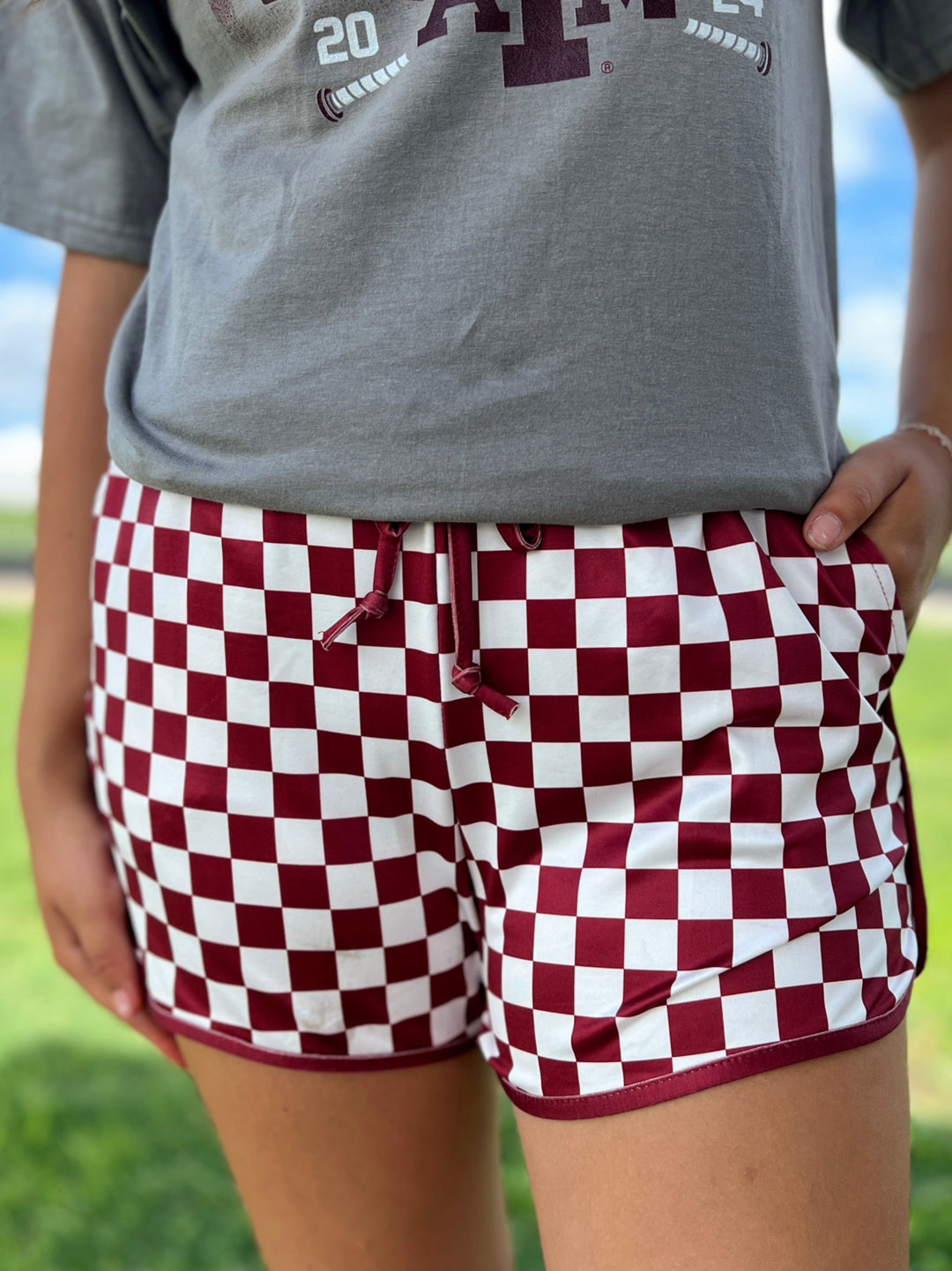 Sterling Kreek Maroon Pep Rally Shorts | gussieduponline