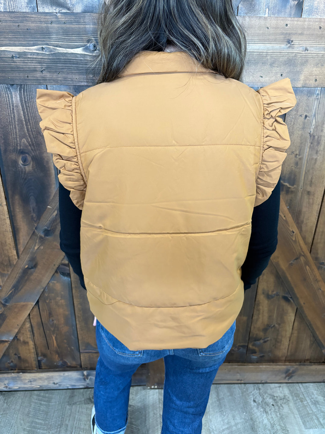 Everyday Puff Zip Up Vest w/ Ruffle Sleeve- 2 Colors