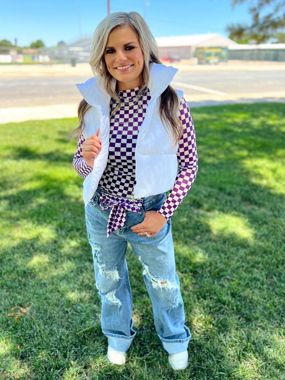 Sterling Kreek Pep Rally Purple Mesh Top | gussieduponline