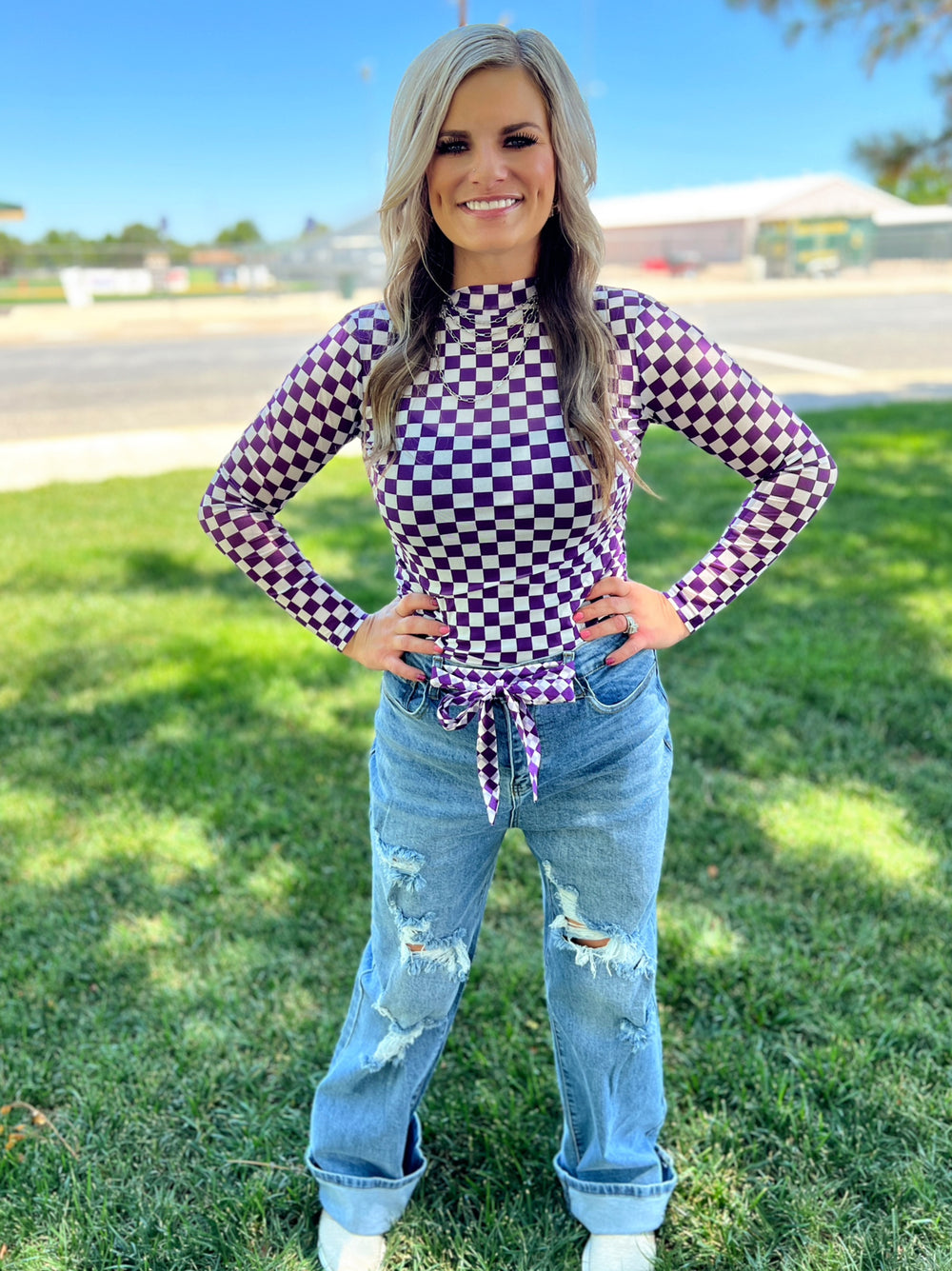 Sterling Kreek Pep Rally Purple Mesh Top | gussieduponline