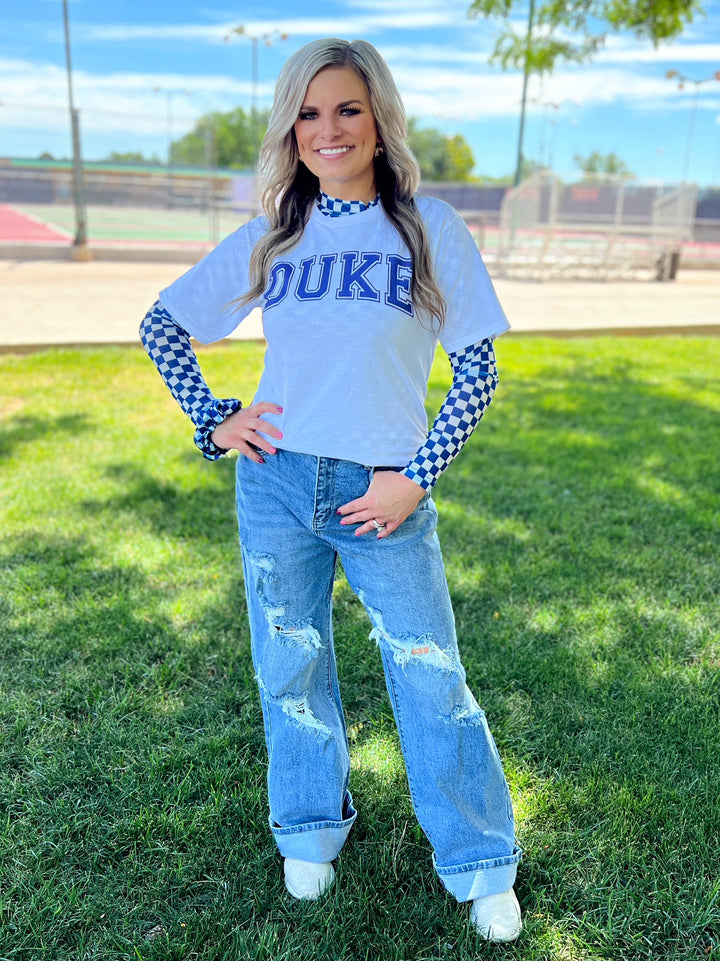 Sterling Kreek Pep Rally Blue Mesh Top | gussieduponline