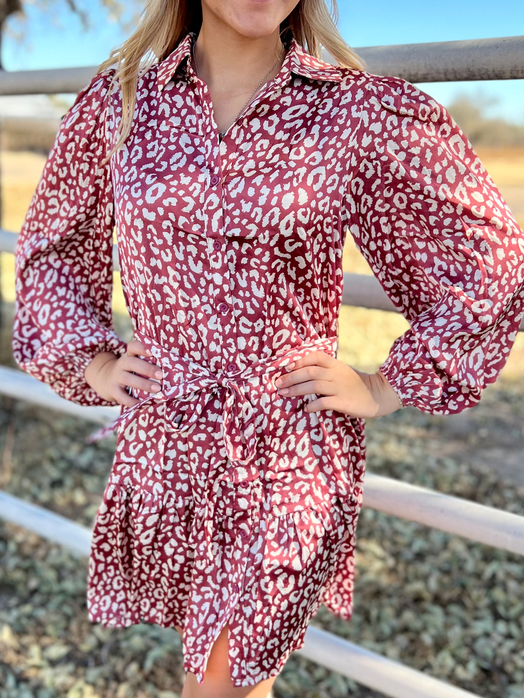 Brick Leopard Print Dress | gussieduponline