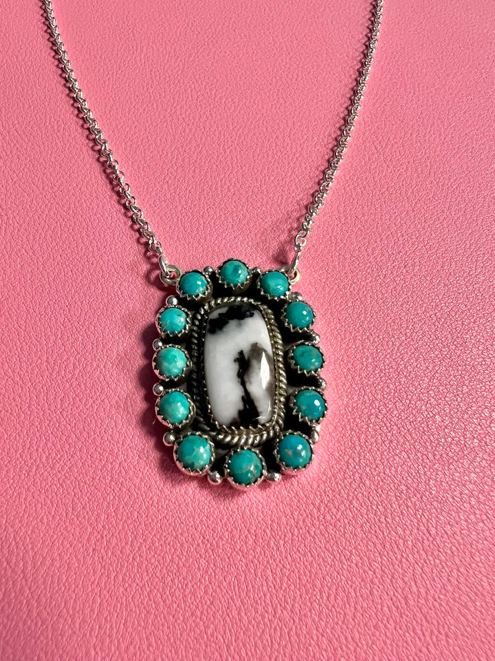 Turquoise Zebra Navajo Handcrafted Sterling Necklace | gussieduponline