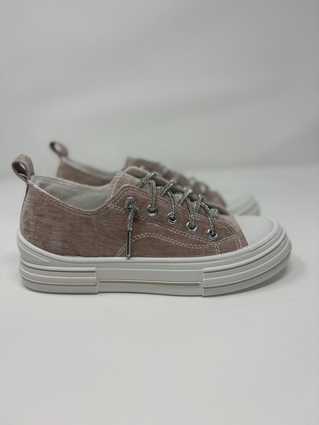 Very G Aman Nude Velvet Sparkle Sneakers