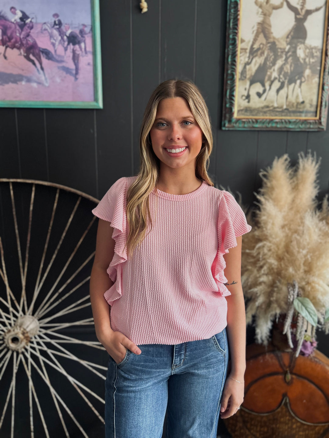 Ruffled Sleeve Solid Top-6 Colors*