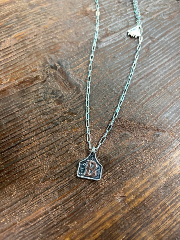 Western Etched Initial Necklace