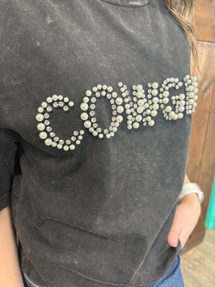 Ariat Women's Pearl Cowgirl Washed Black Cropped Tee