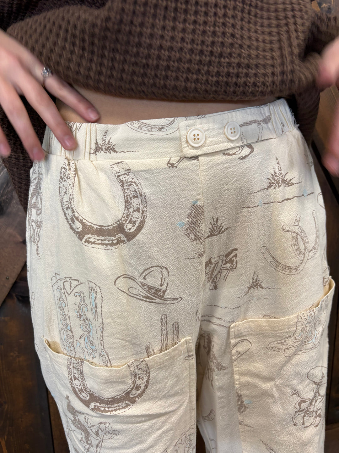 Western Motif Wide Leg Pants*