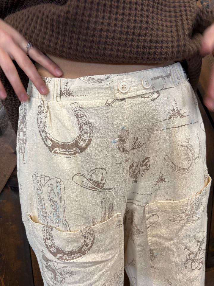 Western Motif Wide Leg Pants*