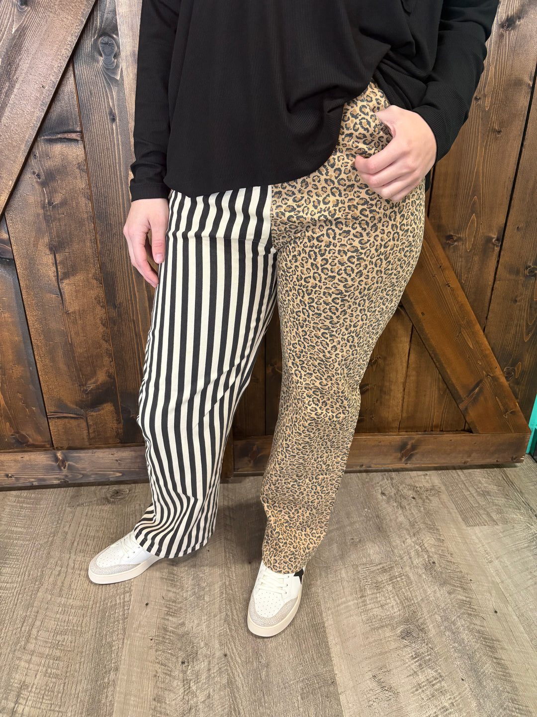 Mix & Match Leopard-Stripe Pants