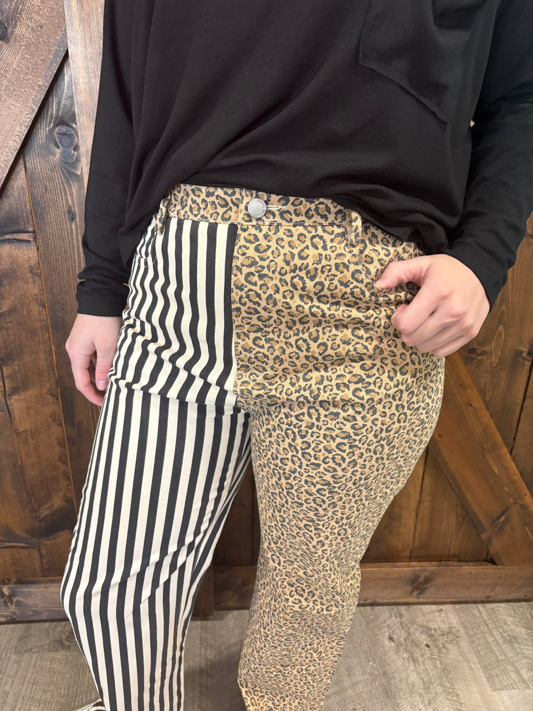 Mix & Match Leopard-Stripe Pants
