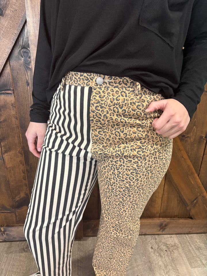Mix & Match Leopard-Stripe Pants