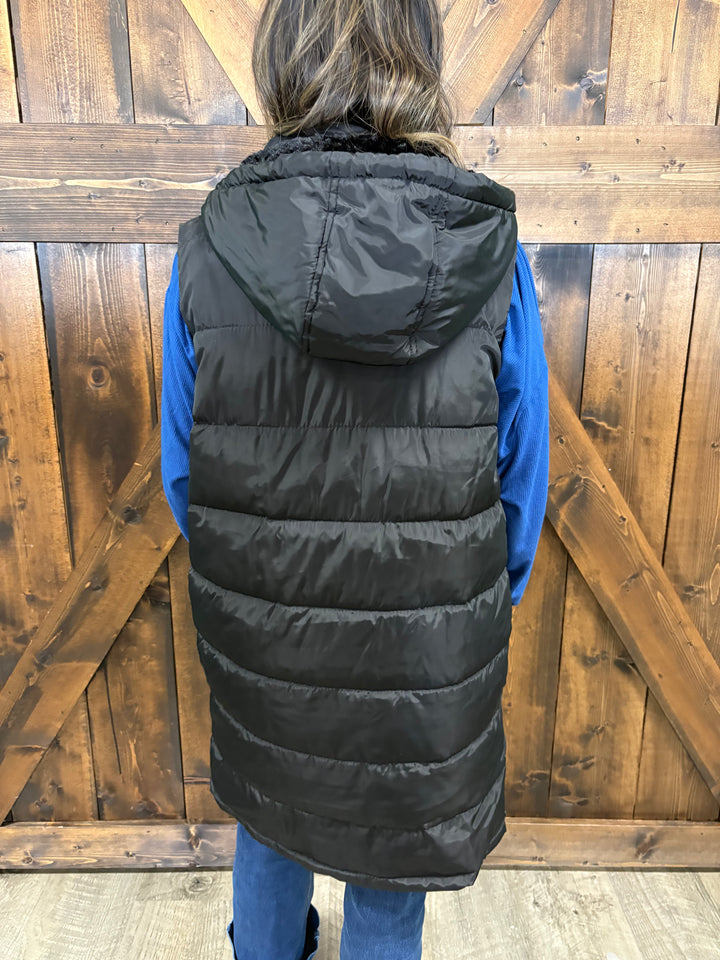 Black Puffer Long Vest