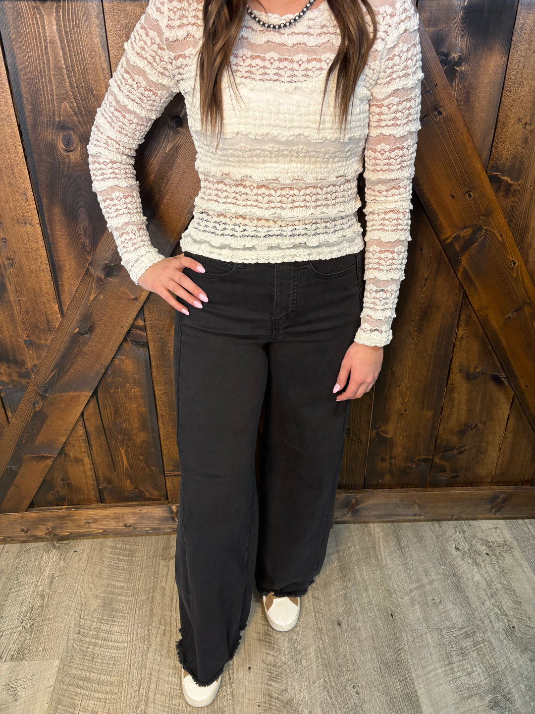 Risen Tummy Control High Rise Palazzo Leg Jeans