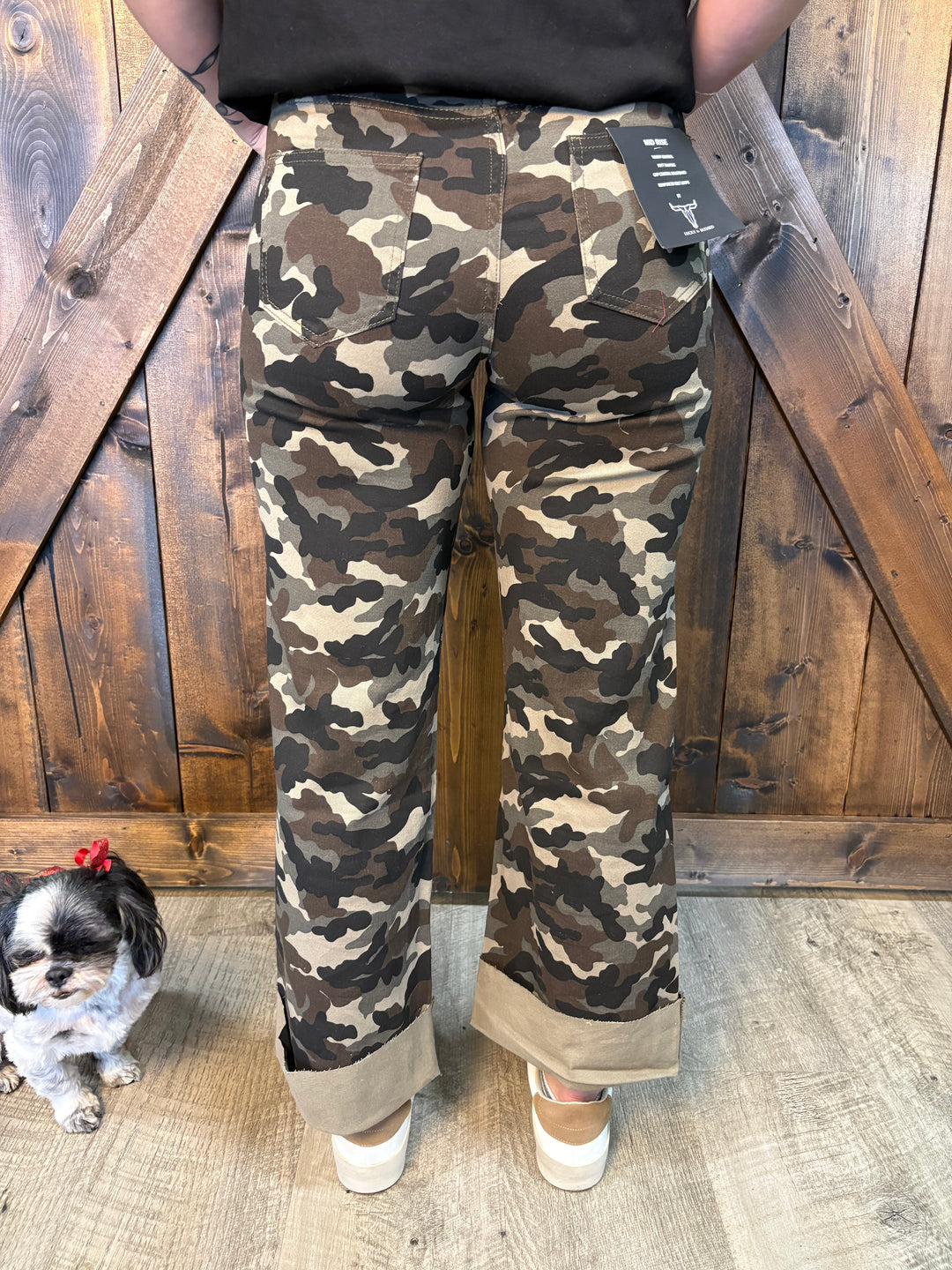 L&B Camo Front Crease Cuffed Boyfriend Jeans