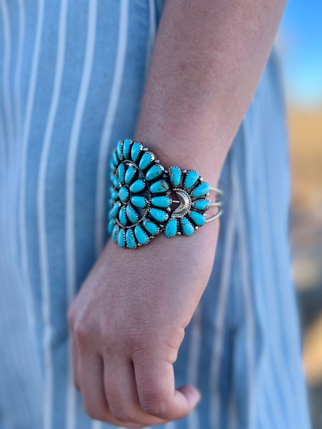 Tala Navajo Turquoise Sterling Silver Cuff Bracelet | gussieduponline