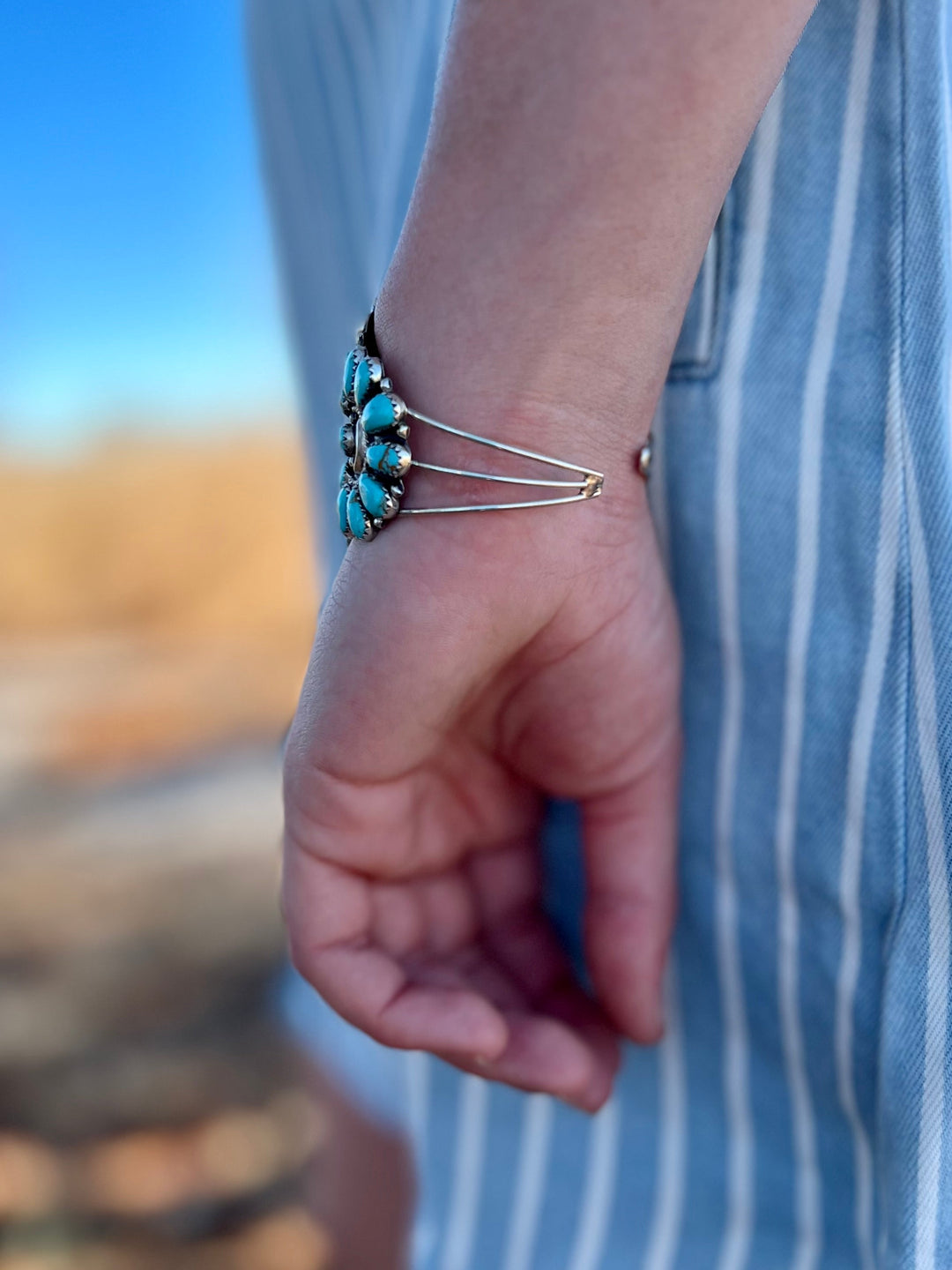 Tala Navajo Turquoise Sterling Silver Cuff Bracelet | gussieduponline