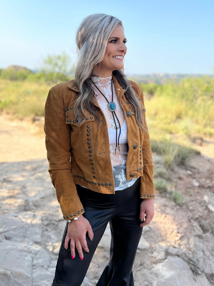 It's Getting Dangerous Studded Leather Jacket - Mustard | gussieduponline