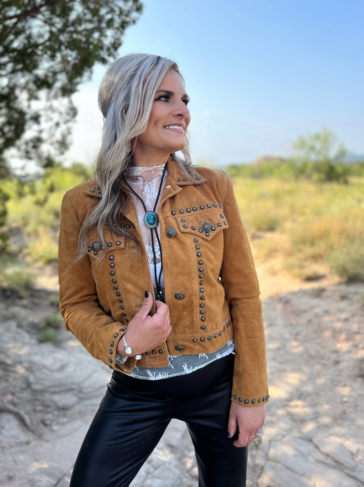 It's Getting Dangerous Studded Leather Jacket - Mustard | gussieduponline