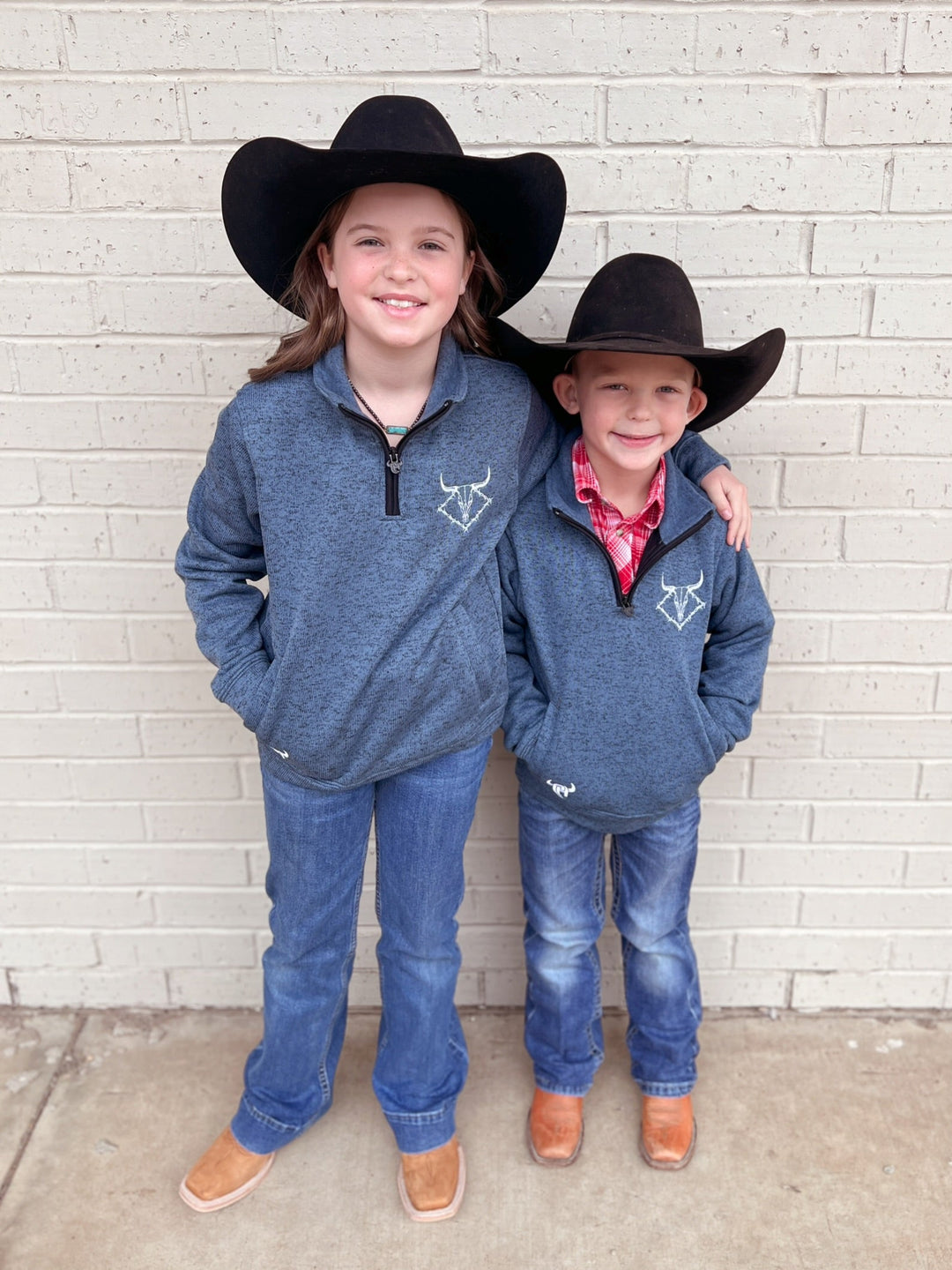 Youth Cowboy Hardware Blue Quarter Zip Pullover | gussieduponline